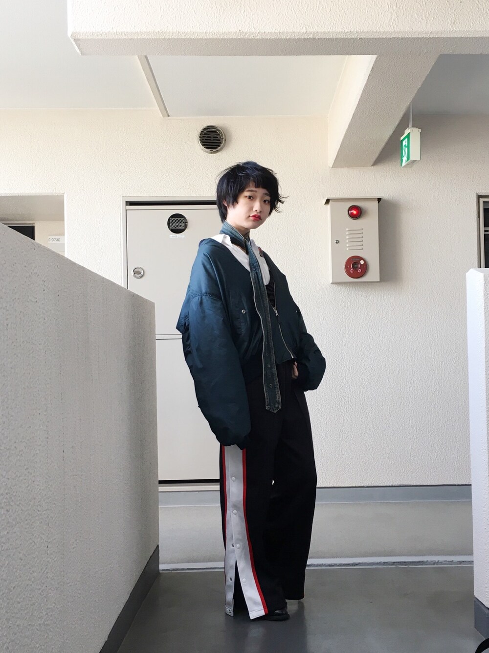 「usedのアイテム（その他アウター、グリーン系）」を使った、ｋａｈｏさん（レディース・165cm）の秋コーディネートの1枚目の写真