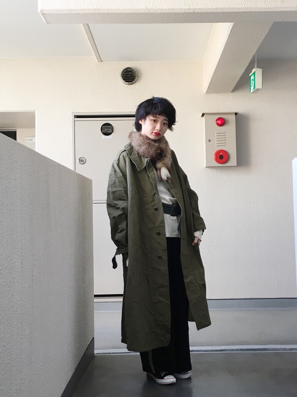 「サンタモニカのアイテム（ミリタリージャケット、グリーン系）」を使った、ｋａｈｏさん（レディース・165cm）の秋コーディネートの1枚目の写真