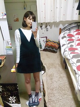 「アイテム（サロペット/オーバーオール）」を使った、やまさん（レディース・161cm・10代）の冬コーディネート