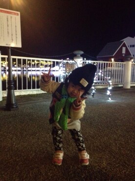 「しまむら（シマムラ）のアイテム（ジャケット/アウター、ブルー系）」を使った、なつ♡さん（キッズ）の冬コーディネート