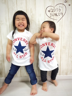 「CONVERSE（コンバース）のアイテム（ワンピース/ドレス）」を使った、Mirion♡keijoさん（キッズ・90cm）の夏コーディネート