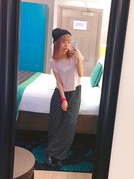 「アイテム（アナログ腕時計、ピンク系）」を使った、yuchaさん（レディース・153cm）の夏コーディネート
