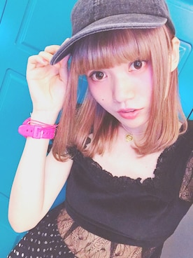 「アイテム（アナログ腕時計、ピンク系）」を使った、yuchaさん（レディース・153cm）の夏コーディネート