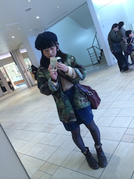 「flower」｜「アイテム（ハンチング/ベレー帽）」を使った、ゆう(｡•ө•｡)さん（レディース・153cm）の春コーディネート