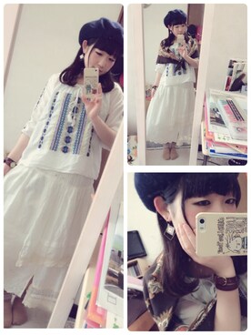 「Ray Cassin」｜「アイテム（ハンチング/ベレー帽）」を使った、ゆう(｡•ө•｡)さん（レディース・153cm）の春コーディネート