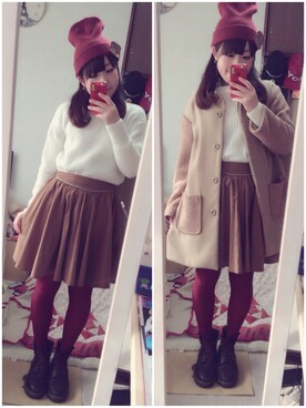 「NOMINE（ノミネ）のアイテム（その他アウター）」を使った、ゆう(｡•ө•｡)さん（レディース・152cm）の冬コーディネート