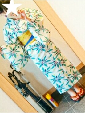 「アイテム（浴衣、グリーン系）」を使った、aRisA♡さん（レディース・165cm）の夏コーディネート