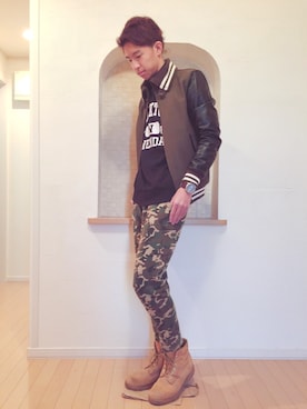 「URBAN RESEARCH」｜「アイテム（スタジャン）」を使った、こーきさん（メンズ・178cm）の冬コーディネート