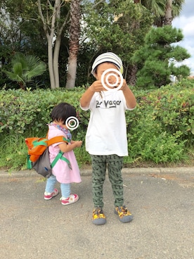 「Lee（リー）のアイテム（Tシャツ/カットソー）」を使った、yumimiさん（キッズ・70cm）の秋コーディネート
