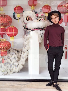 「TOPMAN（トップマン）のアイテム（スラックス）」を使った、Juun_Alexanderさん（メンズ・178cm）の冬コーディネート