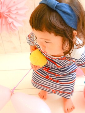 「アイテム（ヘアアクセサリー、ブルー系）」を使った、ｋｅｐｐｉさん（キッズ・80cm）の秋コーディネート