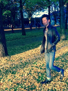 「shuca（シュカ）のアイテム（パンツ）」を使った、ジン3588さん（メンズ・163cm）の秋コーディネート