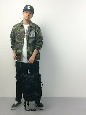 「BEN DAVIS/PROJECT LINE（ベンデイビスプロジェクトライン）のアイテム（ナイロンジャケット）」を使った、ryuto irieさん（メンズ・176cm）の春コーディネート
