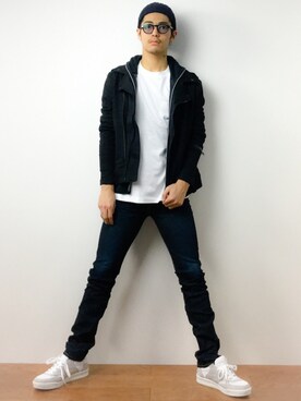 「DANKE SCHON（ダンケシェーン）のアイテム（ライダースジャケット）」を使った、ryuto irieさん（メンズ・176cm）の春コーディネート