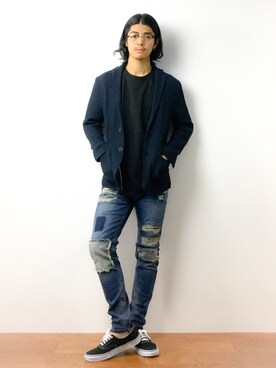 「DOWBL（ダブル）のアイテム」を使った、ryuto irieさん（メンズ・176cm）の春コーディネート