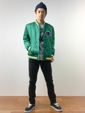 「Champion（チャンピオン）のアイテム（その他アウター）」を使った、ryuto irieさん（メンズ・176cm）の春コーディネート