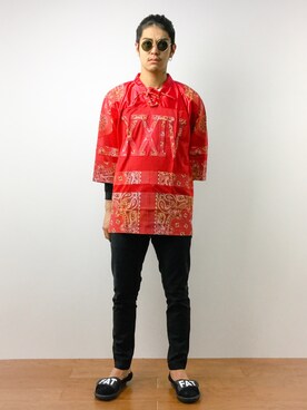 「XX FOUR（ダブルエックスフォー）のアイテム」を使った、ryuto irieさん（メンズ・176cm）の春コーディネート