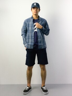 「HVC（エイチブイシー）のアイテム（パンツ）」を使った、ryuto irieさん（メンズ・176cm）の春コーディネート