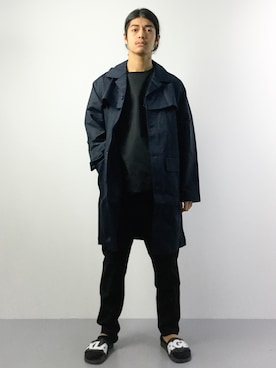 「アイテム（ステンカラーコート）」を使った、ryuto irieさん（メンズ・176cm・10代）の春コーディネート