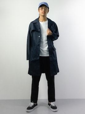 「アイテム（ステンカラーコート）」を使った、ryuto irieさん（メンズ・176cm・10代）の春コーディネート