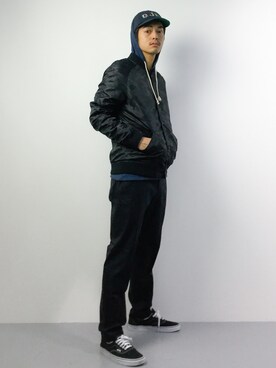 「AZUL by moussy（アズールバイマウジー）のアイテム（ブルゾン）」を使った、ryuto irieさん（メンズ・176cm）の春コーディネート