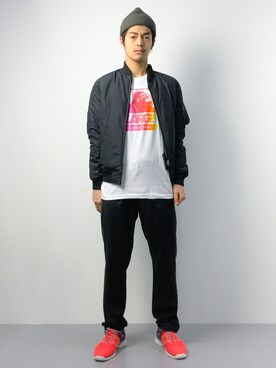「NANO universe（ナノユニバース）のアイテム（ミリタリージャケット）」を使った、ryuto irieさん（メンズ・176cm）の春コーディネート