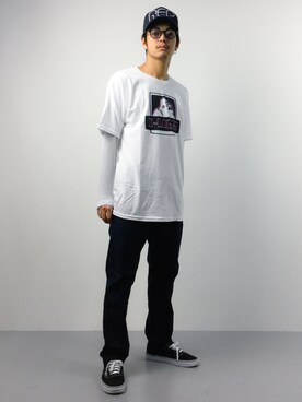 「AZUL by moussy（アズールバイマウジー）のアイテム（キャップ）」を使った、ryuto irieさん（メンズ・176cm）の春コーディネート