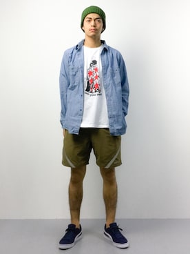 「BEN DAVIS（ベンデイビス）のアイテム（帽子）」を使った、ryuto irieさん（メンズ・176cm）の春コーディネート