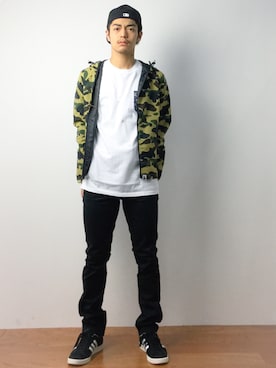 「A BATHING APE（アベイシングエイプ）のアイテム（ナイロンジャケット）」を使った、ryuto irieさん（メンズ・176cm）の春コーディネート