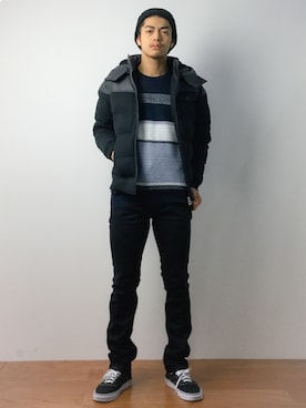 「AZUL by moussy（アズールバイマウジー）のアイテム（ブルゾン）」を使った、ryuto irieさん（メンズ・176cm）の春コーディネート