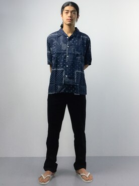 ryuto irieさんの「WEGO/ペイズリールーズ5分袖シャツ」を使ったコーディネート