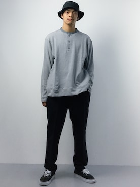 Beams ヘンリーネックスウェットを使った人気ファッションコーディネート Wear