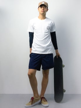 「UP START（アップスタート）のアイテム（帽子）」を使った、ryuto irieさん（メンズ・176cm）の夏コーディネート