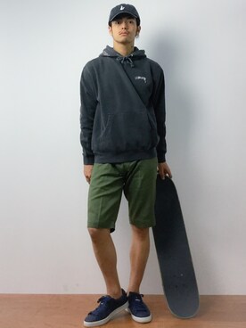 「FR2（エフアールツー）のアイテム（キャップ）」を使った、ryuto irieさん（メンズ・176cm）の夏コーディネート