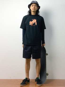 「Guess（ゲス）のアイテム（ハット）」を使った、ryuto irieさん（メンズ・176cm）の夏コーディネート