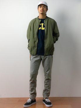 「UP START（アップスタート）のアイテム（帽子）」を使った、ryuto irieさん（メンズ・176cm）の夏コーディネート