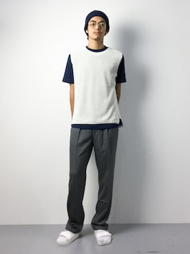 「UP START（アップスタート）のアイテム（スラックス）」を使った、ryuto irieさん（メンズ・176cm）の夏コーディネート