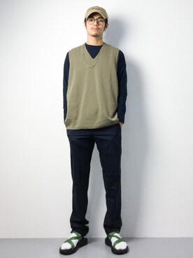 「45R（フォーティファイブアール）のアイテム（Tシャツ/カットソー）」を使った、ryuto irieさん（メンズ・176cm）の夏コーディネート