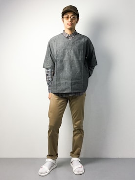 「SEVENDAYS=SUNDAY（セブンデイズサンデイ）のアイテム（サンダル）」を使った、ryuto irieさん（メンズ・176cm）の夏コーディネート
