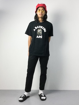 「AAPE BY A BATHING APE（エーエイプバイアベイシングエイプ）のアイテム（帽子）」を使った、ryuto irieさん（メンズ・176cm）の夏コーディネート