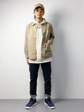 「orslow」｜「アイテム（カバーオール）」を使った、ryuto irieさん（メンズ・176cm）の夏コーディネート
