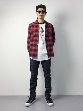 「HVC（エイチブイシー）のアイテム（トップス）」を使った、ryuto irieさん（メンズ・176cm）の夏コーディネート
