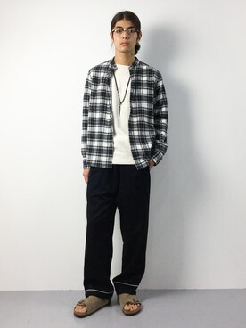 「ノーカラーシャツ」｜「アイテム（スウェット）」を使った、ryuto irieさん（メンズ・176cm）の秋コーディネート