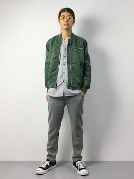 「アイテム（MA-1）」を使った、ryuto irieさん（メンズ・176cm・20代）の秋コーディネート