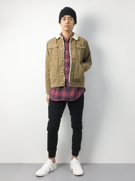 「Wrangler（ラングラー）のアイテム（ブルゾン）」を使った、ryuto irieさん（メンズ・176cm）の秋コーディネート