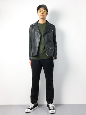 「JOURNAL STANDARD relume（ジャーナルスタンダード　レリューム）のアイテム（ライダースジャケット）」を使った、ryuto irieさん（メンズ・176cm）の秋コーディネート