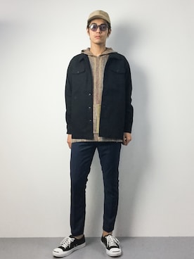 「CASPER JOHN（キャスパージョン）のアイテム（帽子）」を使った、ryuto irieさん（メンズ・176cm）の秋コーディネート