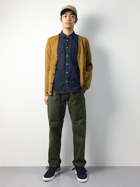 「AIGLE（エーグル）のアイテム（帽子）」を使った、ryuto irieさん（メンズ・176cm）の秋コーディネート