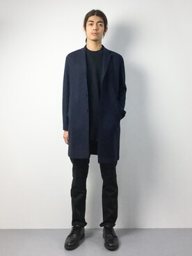 「ワッフル」｜「アイテム（チェスターコート）」を使った、ryuto irieさん（メンズ・176cm）の秋コーディネート