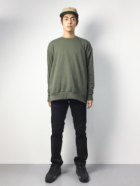 「CASPER JOHN AIVER（キャスパージョンアイバー）のアイテム（スウェット）」を使った、ryuto irieさん（メンズ・176cm）の秋コーディネート